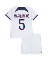 Paris Saint-Germain Marquinhos #5 Venkovní dres pro děti 2023-24 Krátký Rukáv (+ trenýrky)